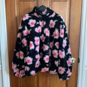 Floral quarter zip fleece